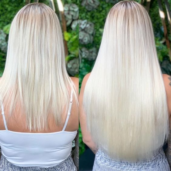 blonde extension before and after